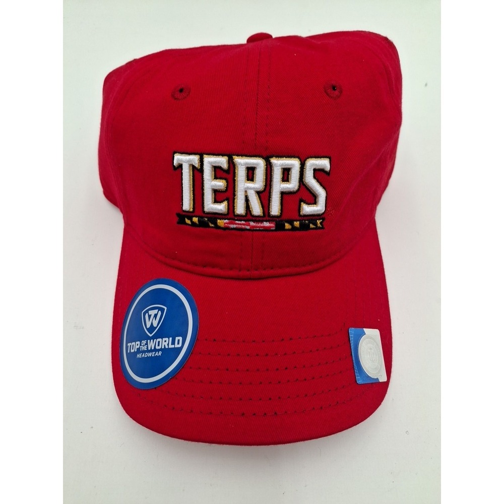 Maryland Terrapins TOW Red Strike Style Adj Straoback Slouch Relax Hat, New